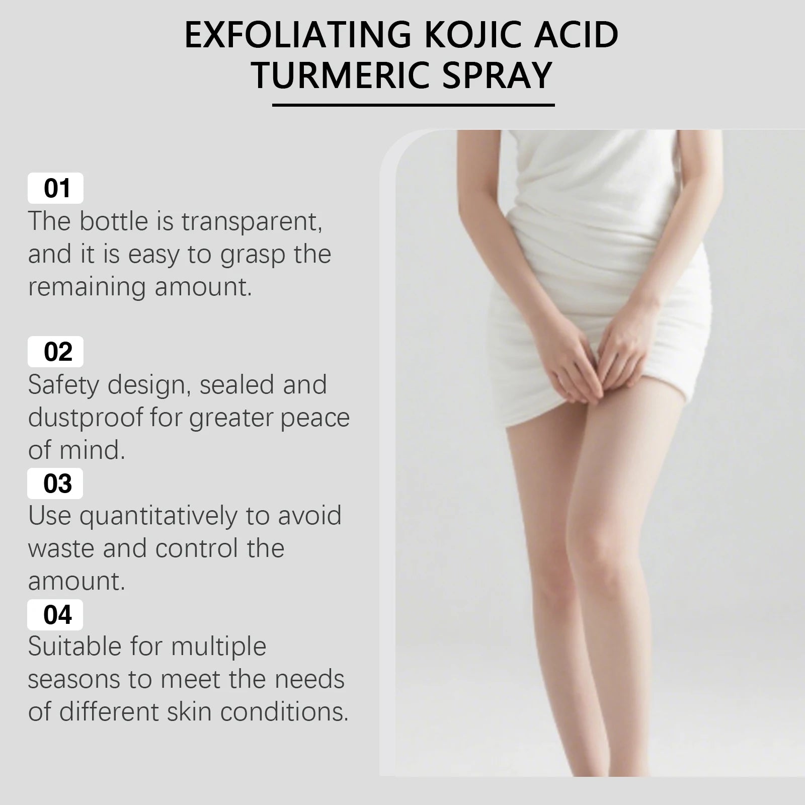OceAura Peel Shot Kojic Acid Turmeric Spray Dead Skin Remover Smooth Body Exfoliant Improve Dullness Refreshing Hydrating Spray