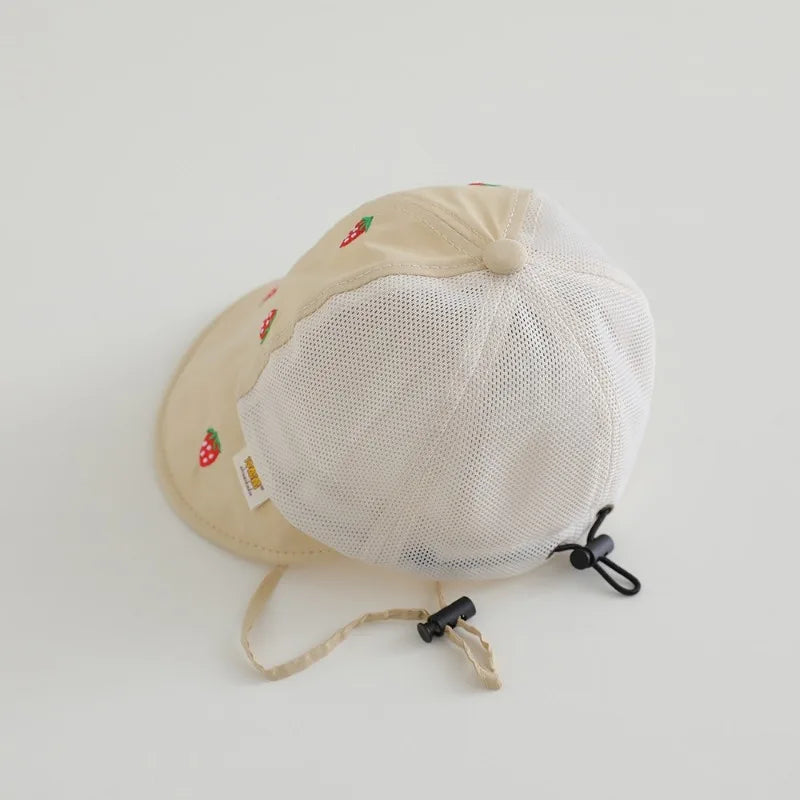 Baby Kids Summer Sun Hat 48-50cm 1-3 Years Breathable Mesh Fishing Hat Sweet Bucket Hat for Boys Girls UV Protection Cap Hats