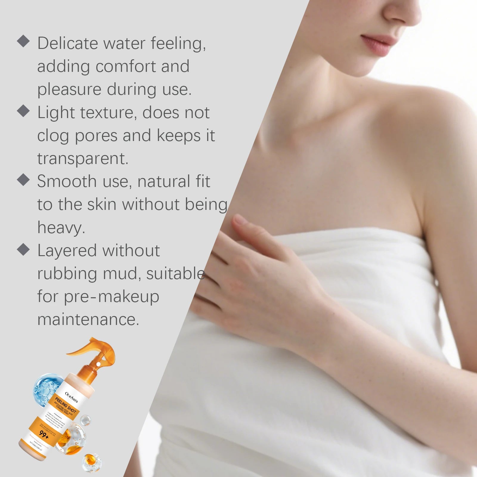 OceAura Peel Shot Kojic Acid Turmeric Spray Dead Skin Remover Smooth Body Exfoliant Improve Dullness Refreshing Hydrating Spray