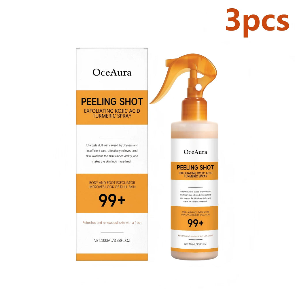 OceAura Peel Shot Kojic Acid Turmeric Spray Dead Skin Remover Smooth Body Exfoliant Improve Dullness Refreshing Hydrating Spray