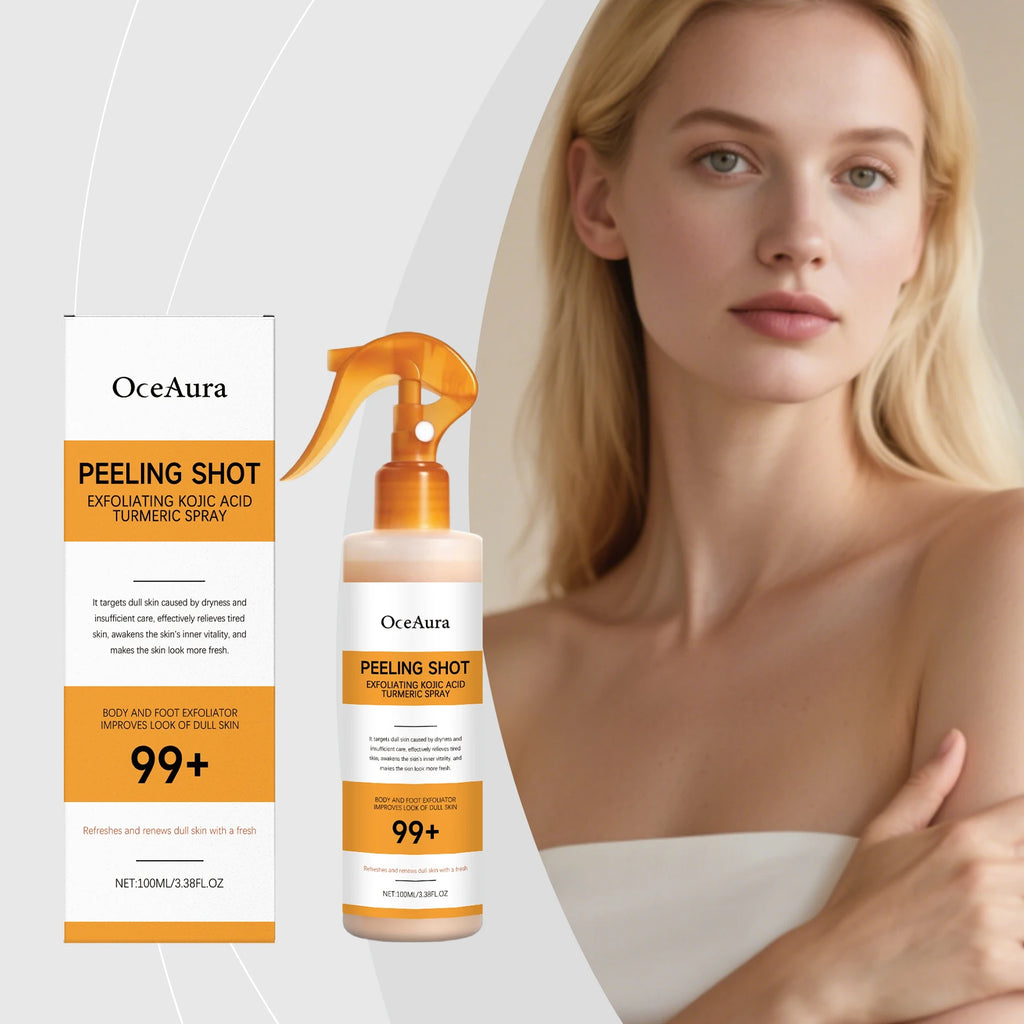 OceAura Peel Shot Kojic Acid Turmeric Spray Dead Skin Remover Smooth Body Exfoliant Improve Dullness Refreshing Hydrating Spray
