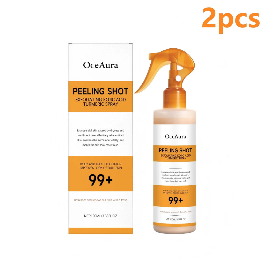 OceAura Peel Shot Kojic Acid Turmeric Spray Dead Skin Remover Smooth Body Exfoliant Improve Dullness Refreshing Hydrating Spray