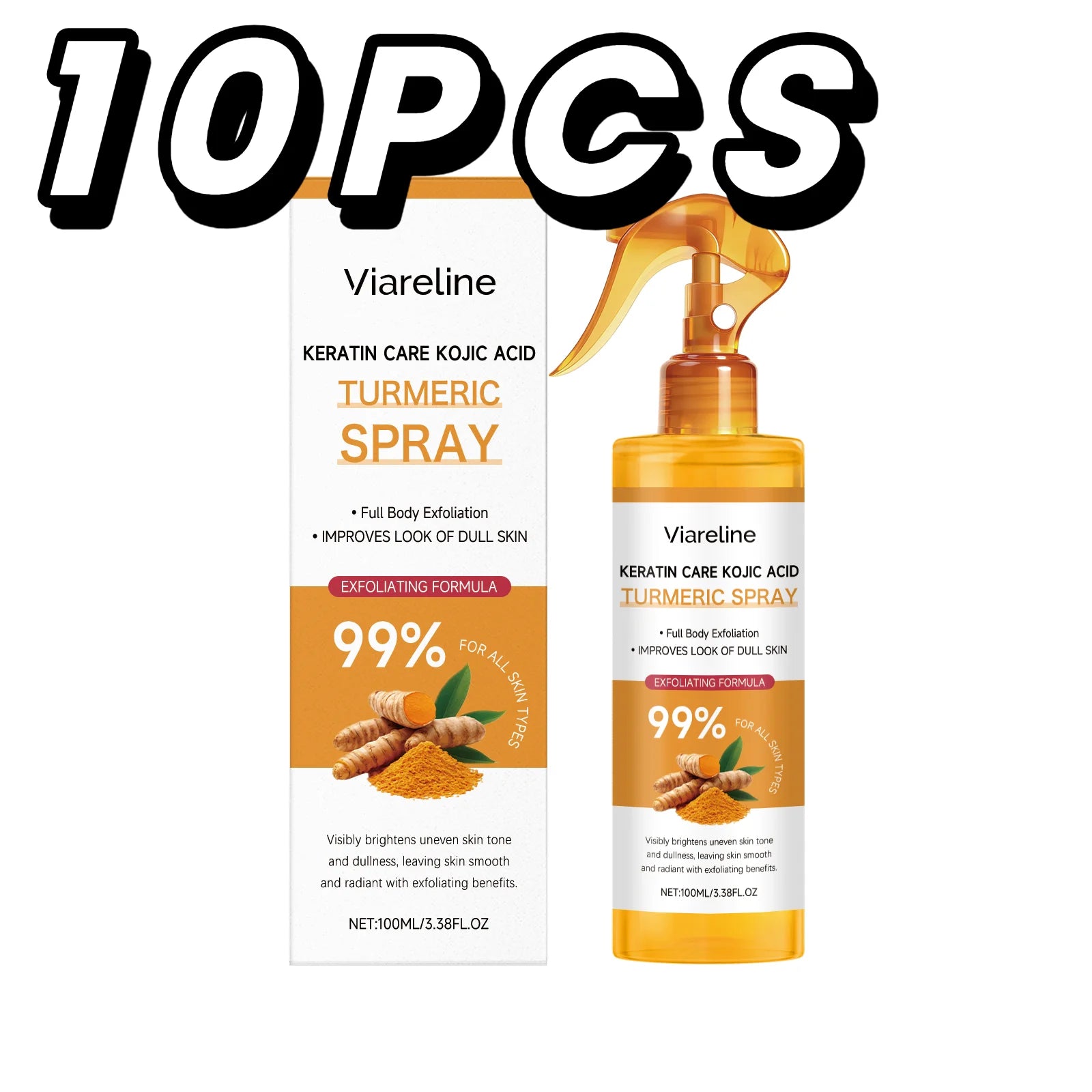 Kojic Acid Turmeric Exfoliating Spray Gentle Exfoliating Hydrating Moisturizer Smooth Brightening Dead Skin Calluses Removal